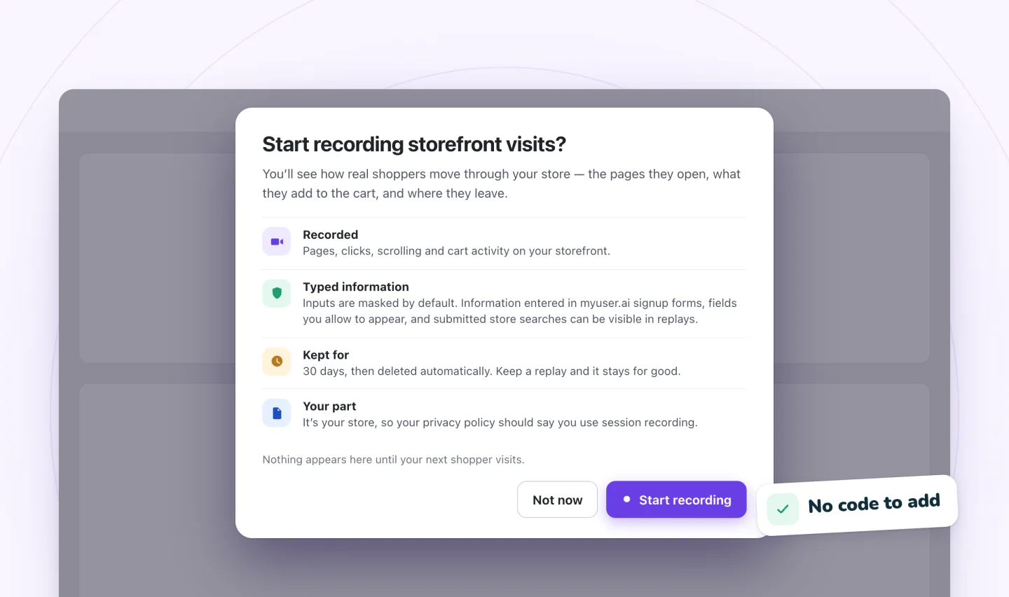 The one-click screen that turns recording on